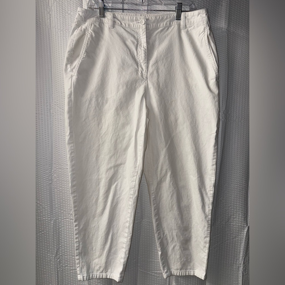 Eileen Fisher mid-rise straight-leg organic cotton blend cropped pants 12